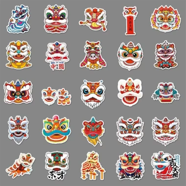 Sticker múa lân Tết 50/100/200 miếng – graffiti sáng tạo, dán ly, vali, laptop 50.000 VND 4