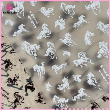 Sticker Nail Art DIY Kiểu Tranh Mực Ngựa Trắng - Decal Làm móng tay Giá 44.550 (Mới)