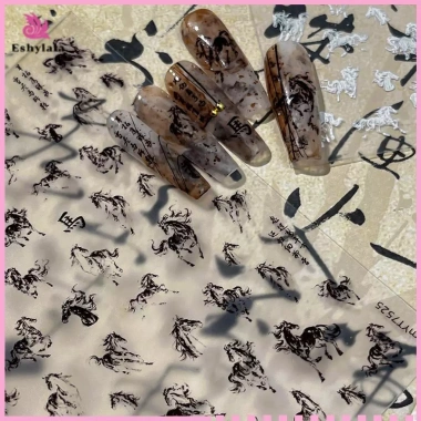 Sticker Nail Art DIY Kiểu Tranh Mực Ngựa Trắng - Decal Làm móng tay Giá 44.550 (Mới)