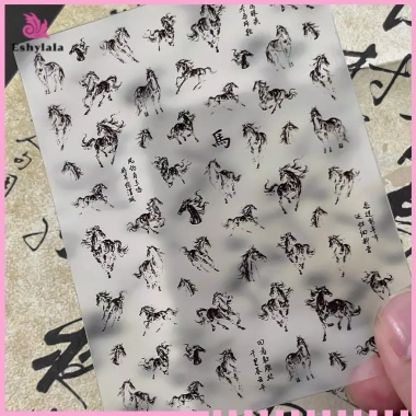 Sticker Nail Art DIY Kiểu Tranh Mực Ngựa Trắng - Decal Làm móng tay Giá 44.550 (Mới)