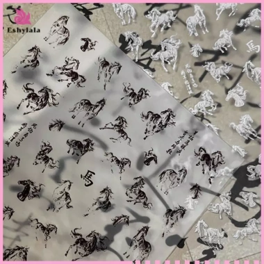 Sticker Nail Art DIY Kiểu Tranh Mực Ngựa Trắng - Decal Làm móng tay Giá 44.550 (Mới)