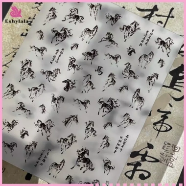 Sticker Nail Art DIY Kiểu Tranh Mực Ngựa Trắng - Decal Làm móng tay Giá 44.550 (Mới)