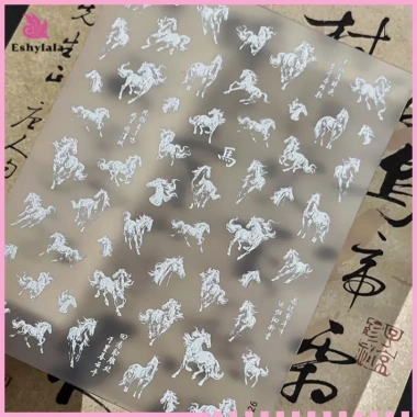 Sticker Nail Art DIY Kiểu Tranh Mực Ngựa Trắng - Decal Làm móng tay Giá 44.550 (Mới)