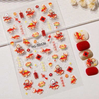 Sticker nail Tết 5D siêu nổi con giáp Ngựa 2.026 Giá chỉ 9.310 VND giảm 11.731 VND