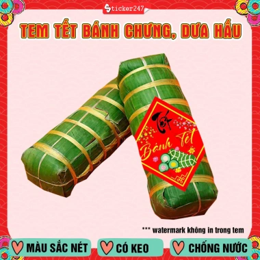 Sticker Tết 2.026 Dán Bánh Chưng, Bánh Tét, Dưa Hấu, Bưởi - Keo Dán Dễ Dàng, Giá 15.819 VNĐ