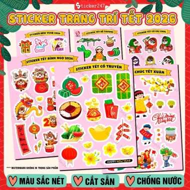 Sticker Tết 2.026 Trang Trí Bao Lì Xì - Decal Chống Nước Cute, Dán Quà Tặng Năm Mới, Giá 12.900 VND (Giá Gốc 15.609 VND)