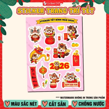 Sticker Tết 2.026 Trang Trí Bao Lì Xì - Decal Chống Nước Cute, Dán Quà Tặng Năm Mới, Giá 12.900 VND (Giá Gốc 15.609 VND)