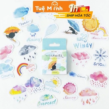 Sticker thời tiết 46 hình dễ thương - Nhãn dán Bullet Journal STI48, 20.700₫