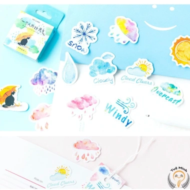 Sticker thời tiết 46 hình dễ thương - Nhãn dán Bullet Journal STI48, 20.700₫