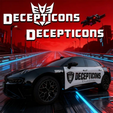 Sticker Transformers Decepticons Xe Ba Chỉnh - Decal Trang Trí Cửa Kính, Giá 90k