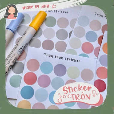 Sticker tròn tiện dụng cho sổ tay và Bullet Journal - Đa màu, dán dễ, giá chỉ 7.000 VND
