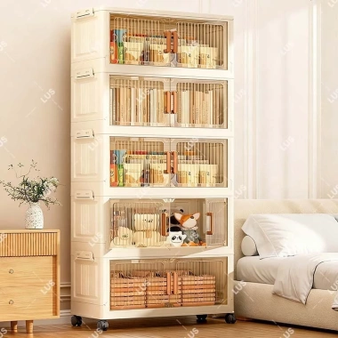 STON Tủ Nhựa Đựng Đồ Gấp Gọn Bánh Xe, Chống Bụi Côn Trùng, Giá 249k