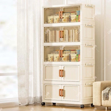 STON Tủ Nhựa Đựng Đồ Gấp Gọn Bánh Xe, Chống Bụi Côn Trùng, Giá 249k