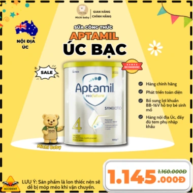 Sữa APTAMIL PROFUTURA Bạc Úc 900g Đầy Đủ Số 1-4 Cho Bé Michi Baby MC263 Giá 1,050,000₫ Sữa APTAMIL PROFUTURA Bạc Úc 900g Đầy Đủ Số 1-4 Cho Bé Michi Baby MC263 Giá 1,050,000₫