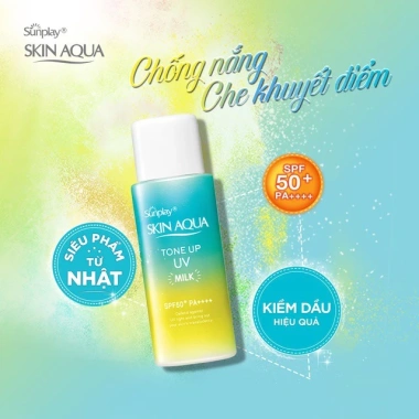 Sữa chống nắng kiềm dầu Sunplay Skin Aqua Tone Up UV Milk 50g - Giá 199k, nâng tông