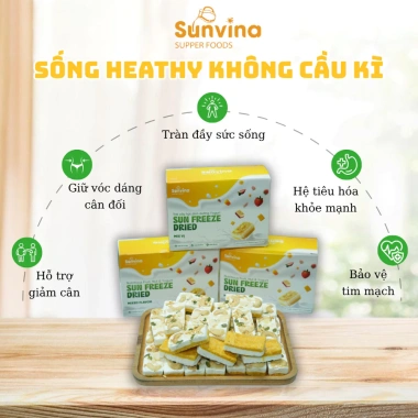 Sữa chua trái cây sấy khô SUNVINA công nghệ thăng hoa, hạt dinh dưỡng, 120.000đ (giảm từ 151.200đ) 3 Sữa chua trái cây sấy khô SUNVINA công nghệ thăng hoa, hạt dinh dưỡng, 120.000đ (giảm từ 151.200đ) 3