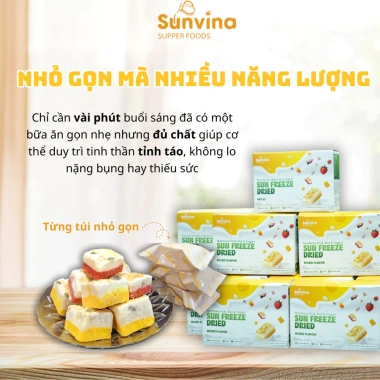 Sữa chua trái cây sấy khô SUNVINA công nghệ thăng hoa, hạt dinh dưỡng, 120.000đ (giảm từ 151.200đ)