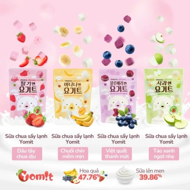 Sữa chua và Phô mai sấy lạnh Yomit cho bé 6 tháng - Gói 16g, giá ưu đãi 69.000 VND 2 Sữa chua và Phô mai sấy lạnh Yomit cho bé 6 tháng - Gói 16g, giá ưu đãi 69.000 VND 2