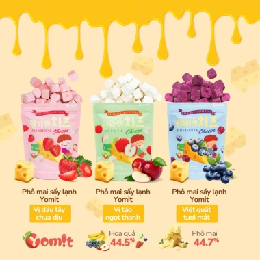 Sữa chua và Phô mai sấy lạnh Yomit cho bé 6 tháng - Gói 16g, giá ưu đãi 69.000 VND 3 Sữa chua và Phô mai sấy lạnh Yomit cho bé 6 tháng - Gói 16g, giá ưu đãi 69.000 VND 3
