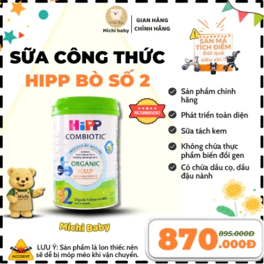 Sữa công thức HiPP Dê Đạm A2, Bò Organic - Michi Baby MC649 giá ưu đãi 680.000₫ 8 Sữa công thức HiPP Dê Đạm A2, Bò Organic - Michi Baby MC649 giá ưu đãi 680.000₫ 8