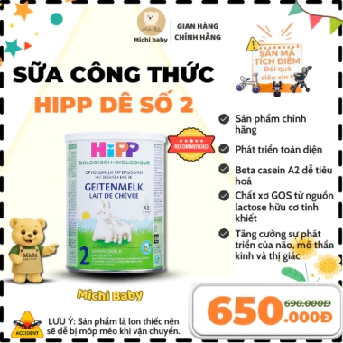 Sữa công thức HiPP Dê Đạm A2, Bò Organic - Michi Baby MC649 giá ưu đãi 680.000₫ 10 Sữa công thức HiPP Dê Đạm A2, Bò Organic - Michi Baby MC649 giá ưu đãi 680.000₫ 10