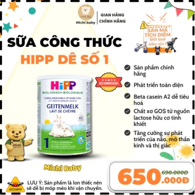 Sữa công thức HiPP Dê Đạm A2, Bò Organic - Michi Baby MC649 giá ưu đãi 680.000₫ 12 Sữa công thức HiPP Dê Đạm A2, Bò Organic - Michi Baby MC649 giá ưu đãi 680.000₫ 12