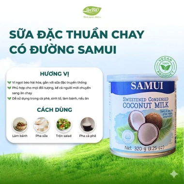 Sữa đặc thuần chay Samui, đường hoặc không, yến mạch, thơm ngon, tốt cho sức khỏe