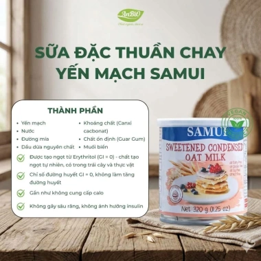 Sữa đặc thuần chay Samui, đường hoặc không, yến mạch, thơm ngon, tốt cho sức khỏe