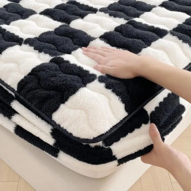 Sữa đậu nành cotton 2.024 Đầu giường đơn trơn kèm nhung che bụi Vỏ bảo vệ nệm Simmons giảm 20% 4