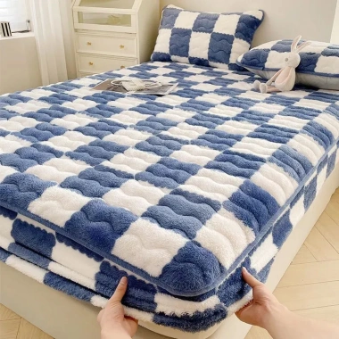 Sữa đậu nành cotton 2.024 Đầu giường đơn trơn kèm nhung che bụi Vỏ bảo vệ nệm Simmons giảm 20% 8