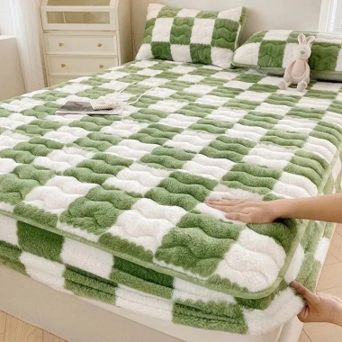 Sữa đậu nành cotton 2.024 Đầu giường đơn trơn kèm nhung che bụi Vỏ bảo vệ nệm Simmons giảm 20% 9