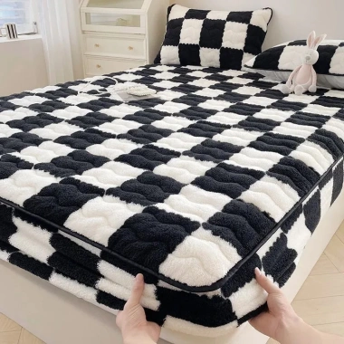 Sữa đậu nành cotton 2.024 Đầu giường đơn trơn kèm nhung che bụi Vỏ bảo vệ nệm Simmons giảm 20% 10