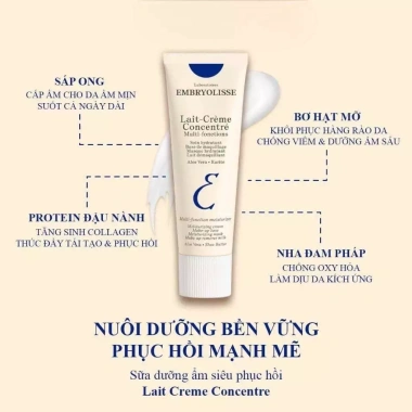Sữa Dưỡng Ẩm Embryolisse Lait Creme Concentré 75ml - Dưỡng ẩm, làm dịu, phục hồi da Duduhouse giá 105.990₫