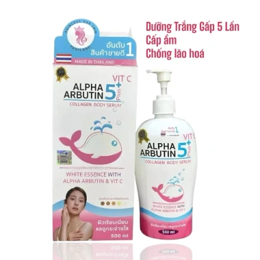 Sữa Dưỡng Thể Chính Hãng Alpha Arbutin 5+ Vitamin C Collagen 500ml - Da Trắng Sáng, Dưỡng ẩm Sâu, Thái Lan