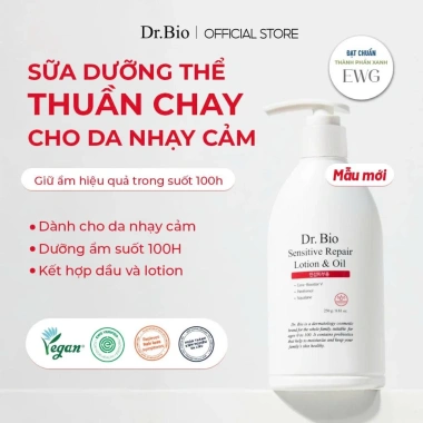Sữa Dưỡng Thể & Dầu Dưỡng Ẩm Da Nhạy Cảm Mẹ Bé Dr. Bio Sensitive Repair 250g - Giá 450.000, Dưỡng ẩm, Phục hồi da