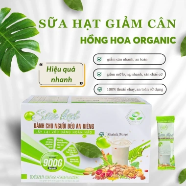 Sữa hạt & ngũ cốc giảm cân Hồng Hoa Organic 900g - 36 gói cho người béo ăn kiêng, hỗ trợ giảm cân