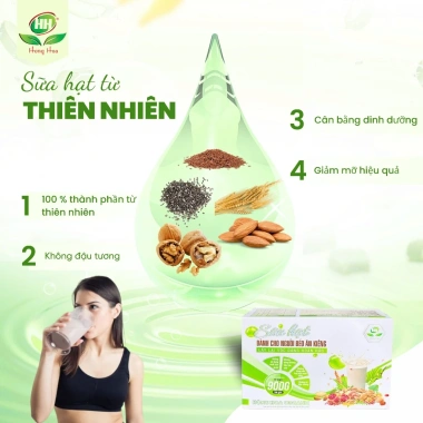 Sữa hạt & ngũ cốc giảm cân Hồng Hoa Organic 900g - 36 gói cho người béo ăn kiêng, hỗ trợ giảm cân