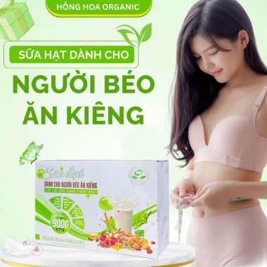 Sữa hạt & ngũ cốc giảm cân Hồng Hoa Organic 900g - 36 gói cho người béo ăn kiêng, hỗ trợ giảm cân