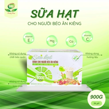 Sữa hạt & ngũ cốc giảm cân Hồng Hoa Organic 900g - 36 gói cho người béo ăn kiêng, hỗ trợ giảm cân