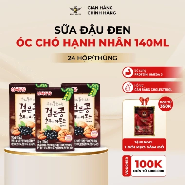 Sữa hạt óc chó, hạnh nhân, đậu đen Hàn Quốc 24 hộp 140ml - Tăng đề kháng, phát triển trí não - Giá ưu đãi 304.520₫