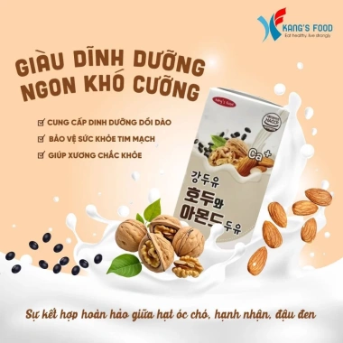 Sữa Hạt Óc Chó Hạnh Nhân Đậu Đen Hàn Quốc Kang's Food 16 hộp 190ml Giá 300.000đ