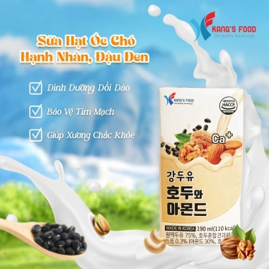 Sữa Hạt Óc Chó Hạnh Nhân Đậu Đen Hàn Quốc Kang's Food 16 hộp 190ml Giá 300.000đ