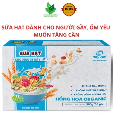 Sữa Hạt Tăng Cân Hồng Hoa Organic 900g - Dinh Dưỡng Cho Người Gầy, Tiêu Hóa Kém, Suy Nhược Cơ Thể - 36 Gói