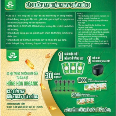 Sữa Hạt Tăng Cân Hồng Hoa Organic 900g - Dinh Dưỡng Cho Người Gầy, Tiêu Hóa Kém, Suy Nhược Cơ Thể - 36 Gói