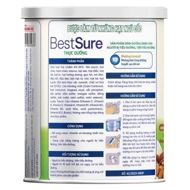 Sữa hạt thuần chay Best Sure Nut 900g – Ổn định đường huyết tiểu đường, giá 320k