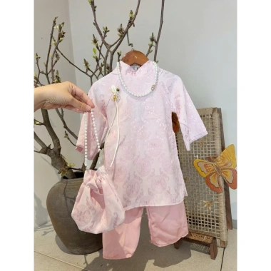 Sữa Kids Áo Dài 4ct Bé Trai & Gái Lụa Gấm Mềm Mịn, Phù hợp Tết Lễ Hội 7-15kg
