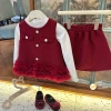 Sữa Kids Set Váy Dạ Công Chúa 3 Món Áo, Chân Váy, Áo Giữ Nhiệt, Thời Trang Tết Bé Gái 9-23kg Giá Ưu Đãi 315k 4
