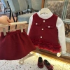 Sữa Kids Set Váy Dạ Công Chúa 3 Món Áo, Chân Váy, Áo Giữ Nhiệt, Thời Trang Tết Bé Gái 9-23kg Giá Ưu Đãi 315k 5