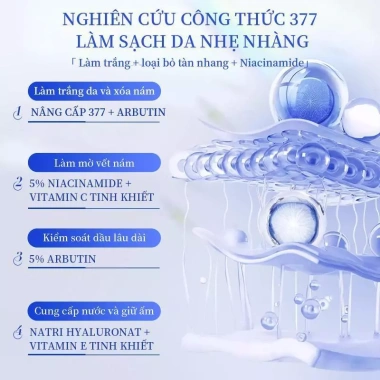 Sữa rửa mặt 377 - Làm sáng, giảm thâm nám, kiểm soát dầu, da sạch mịn hồng, 179.208 VND