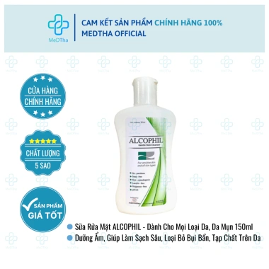 Sữa rửa mặt Alcophil da dầu mụn da nhạy cảm, làm sạch sâu ngừa mụn 150ml 140k